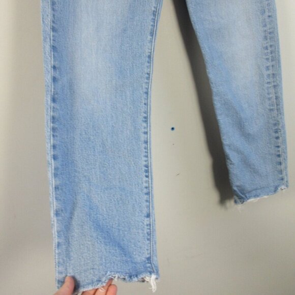 Levi's Wedgie Straight Jeans Women 26 Blue Crop Cotton Button Fly Distressed 570 - Picture 11 of 15